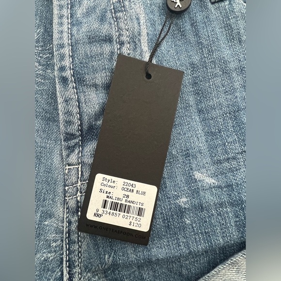 ONE TEASPOON Bandits Low Waist Denim Shorts - Malibu Blue Button fly size 28 NWT - Picture 16 of 16